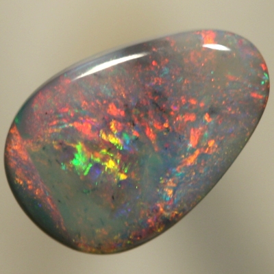 SOLID SEMI BLACK OPAL Pretty fire, red and green over blue